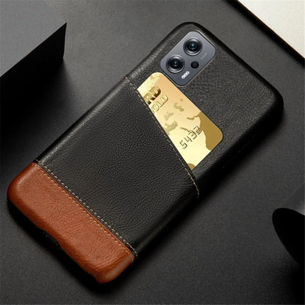 PU Leather Mixed Splice Cover for POCO F4 GT, Card Slots Holder, Protective Cover for POCO X4 GT, POCO X3 GT