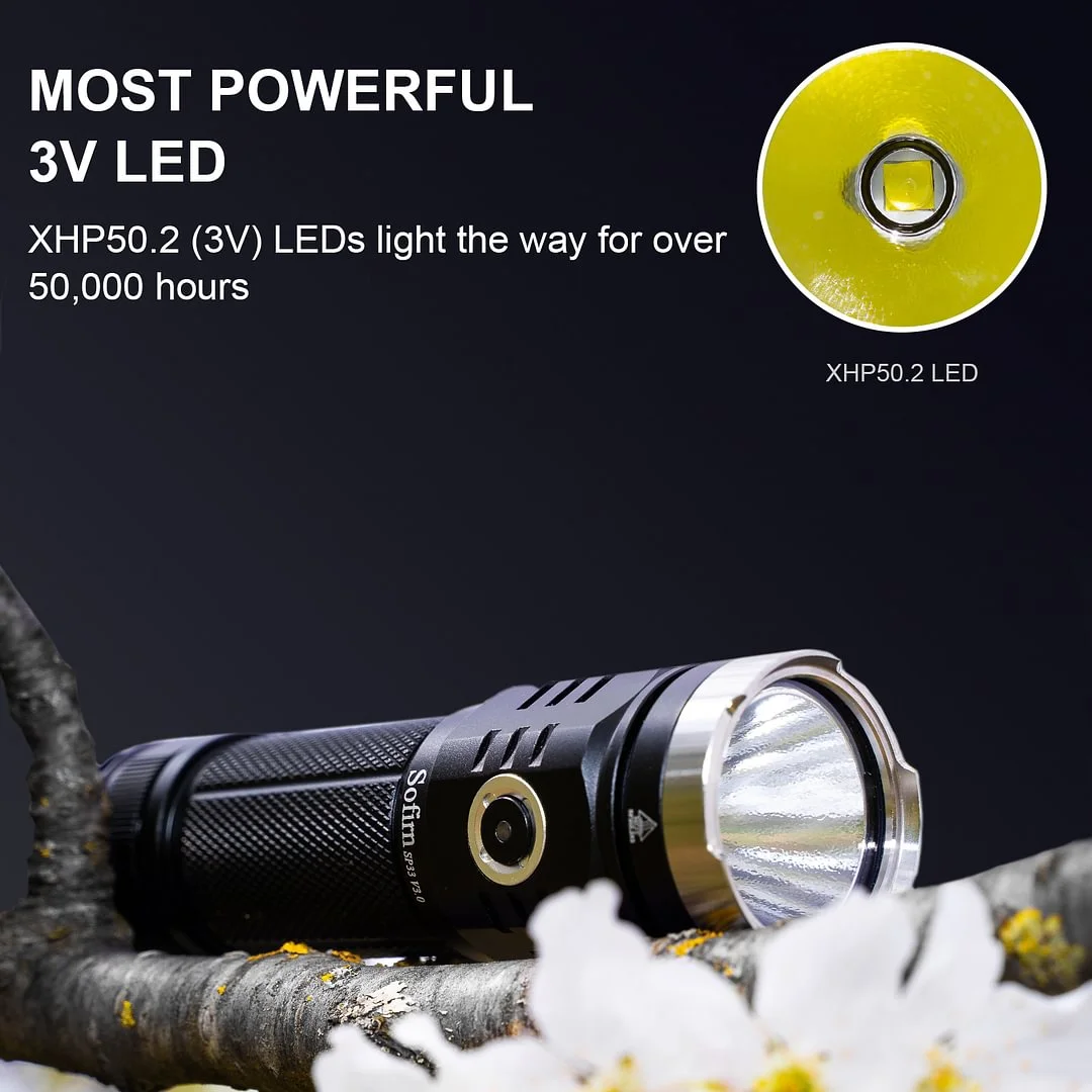 Sofirn SP33V3.0 Powerful LED Flashlight XHP50.2 3500lm USB C 26650 Rechargeable Flashligh Ramping Mode With Power Indicator