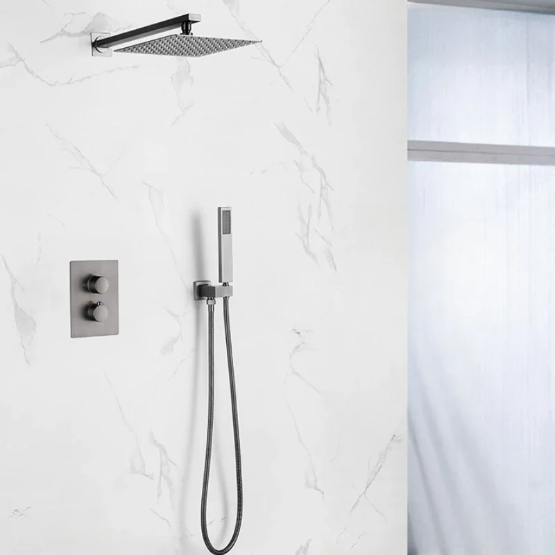 Gunmetal Concealed Wall Mounted Embedded Concealed Thermostatic Shower Set