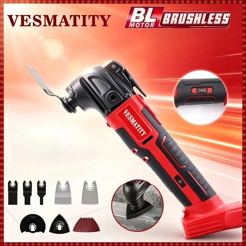 Cordless Electric Oscillating Multi Function Tool 6 Gears Vibration Trimmer Cutting Saw For Milwaukee Battery