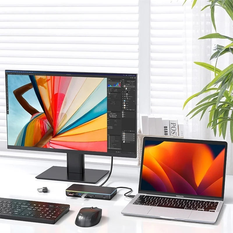 

Многоэкранный многоинтерфейсный преобразователь USB-C для настольного компьютера Type-C поддерживает ненормальный дисплей Док-станции для ноутбука