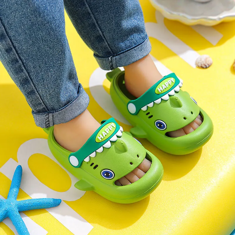 Cute Cartoon Shark Slippers Waterproof Anti-slip Garden Shoes Summer Outdoor Casual Beach SandalsFor Kids