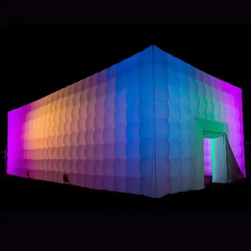 Outdoor Large LED Light White Square Night Cube Iatable Party Tent For Carnival Advertising Decoration Free Ship