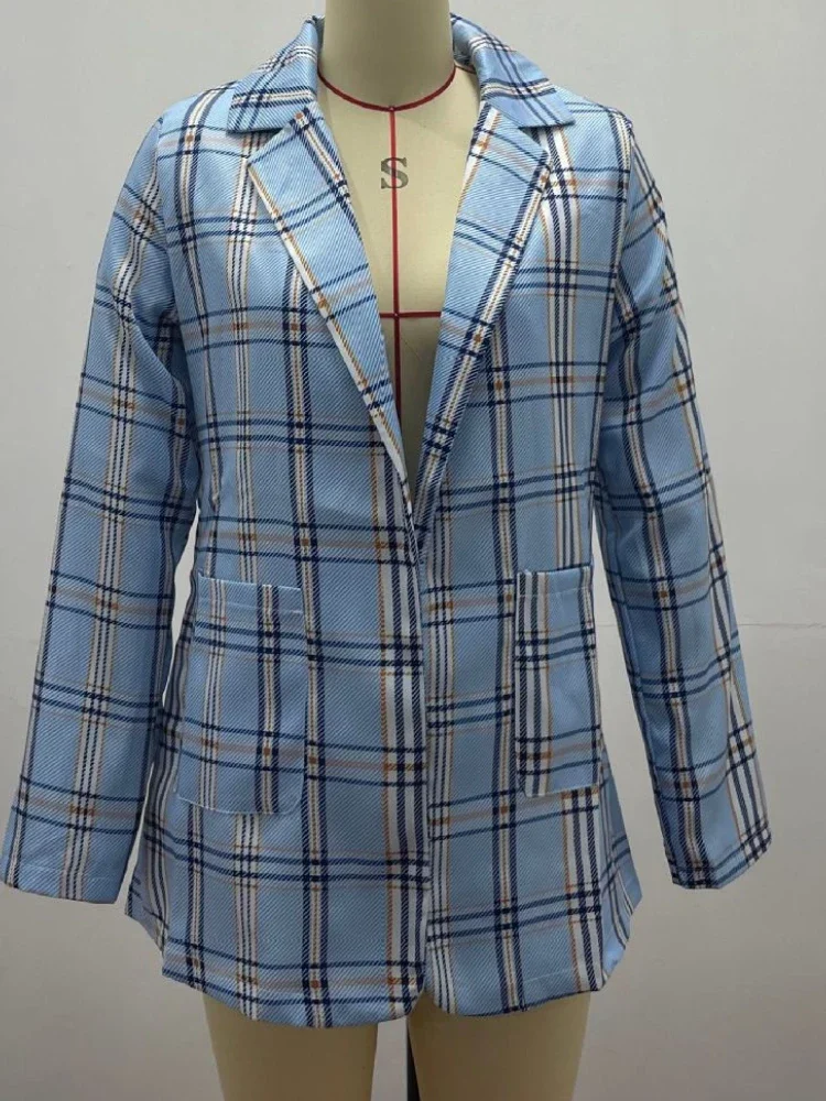 Plaid Casual Slim Cardigan Suit Jacket Women Spring and Autumn