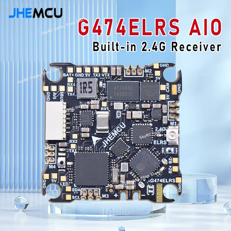 

JHEMCU G474ELRS AIO Контроллер полета Встроенный приемник 2,4G OSD 8 МБ Черный ящик 1-2S 25x25 мм для RC FPV Freestyle