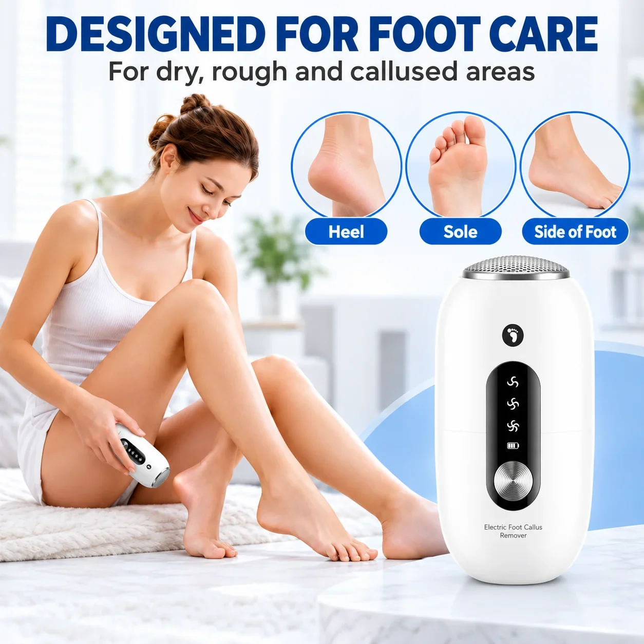 Electric Foot Grinder Auto Foot Callus Remover 3 Speeds Rechargeable Portable Foot File for Dry Hard Dead Skin Cracked Heels Rem