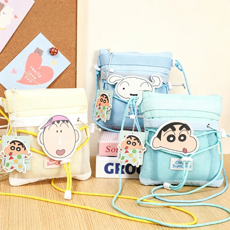 Cartoon Crayon Shin-Chan Shoulder Bag New Kawaii Japanese Anime Character Multi Functional Travel Grid Makeup Bag Friend's Gift