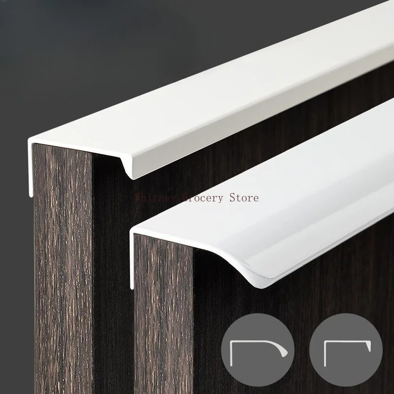 White Hidden Cabinet Pulls Drawer Knobs Long Pull Hidden Handles Aluminum Alloy Kitchen Cupboard Furniture Hardware Cabinet Knob