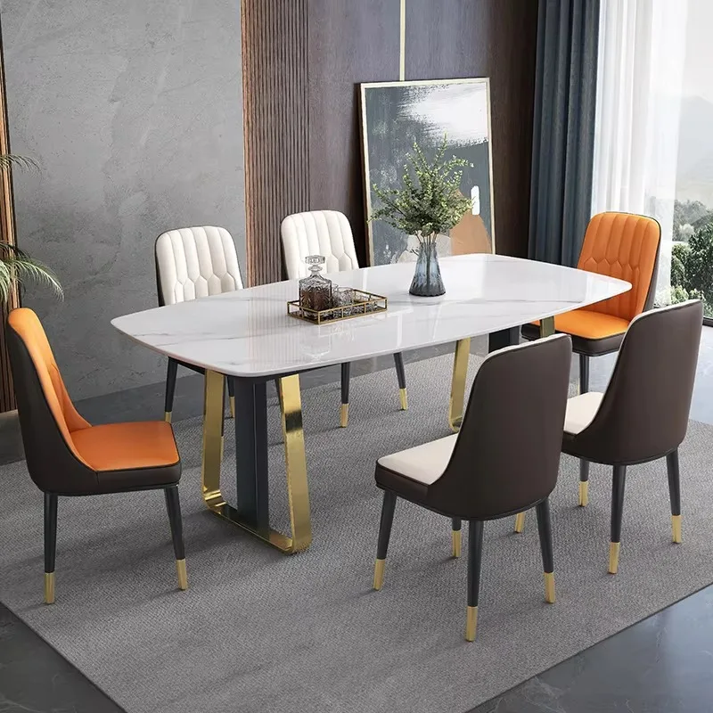 

Modern Home Furniture Restaurant Tables Dining Table With 6 Chairs Marble Sintered Stone Dining Table