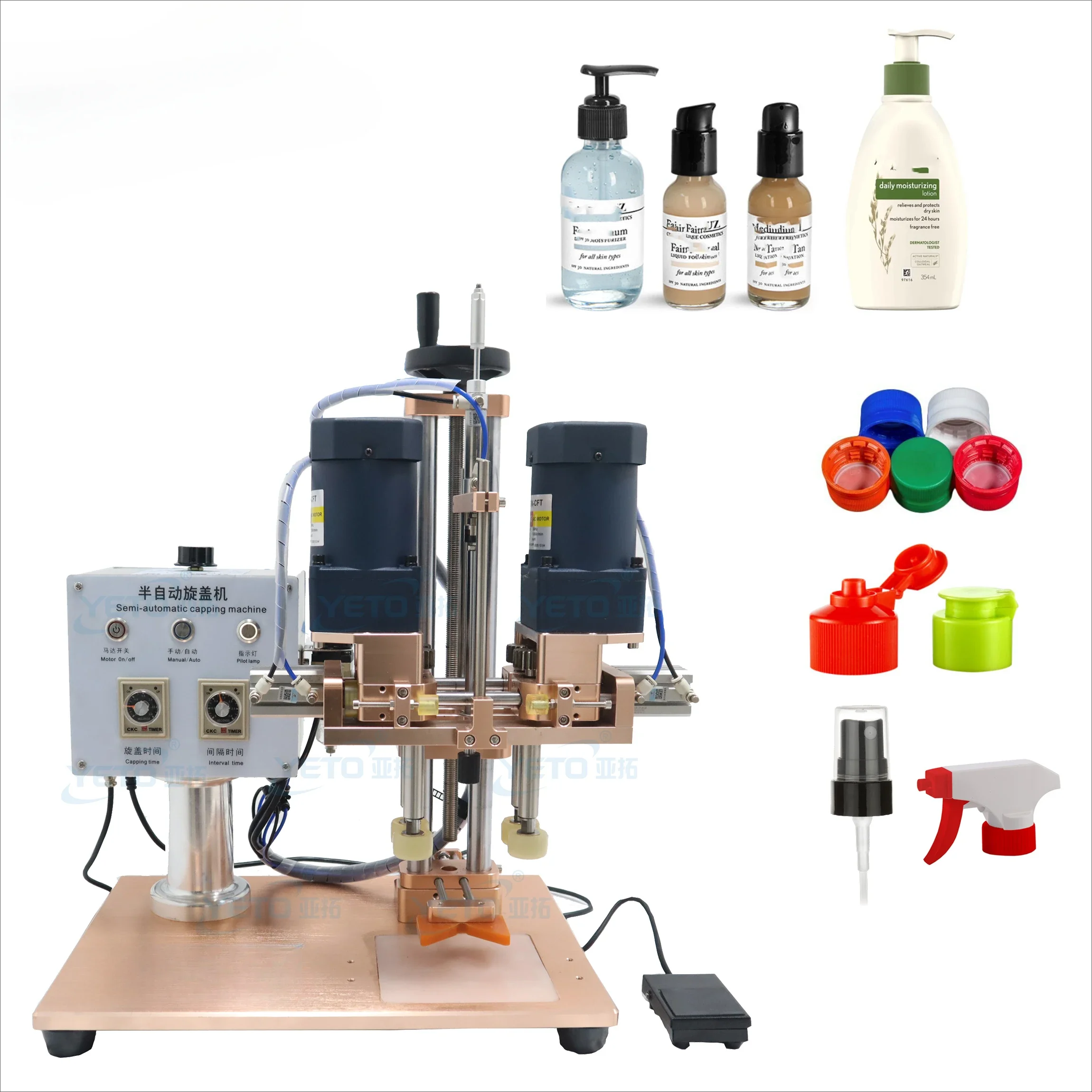 

Small Table Top Bottle Capping Machine Plastic Caps Screwing Twisting Sealing Equipment Semi Automatic Capping Machine