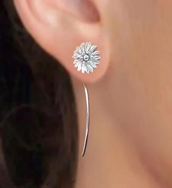 Delysia King 2021 New Daisy Earrings Cute Girls Sunflower Long Ear Studs Gift for Best Friend