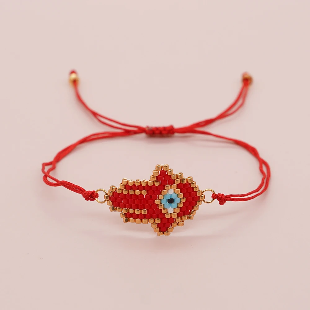 Go2boho Evil Eye Bracelets Handmade Miyuki Tiny Seed Beads Braided Hamsa Hand Chain Party Gifts Bohemian Jewelry For Women Men
