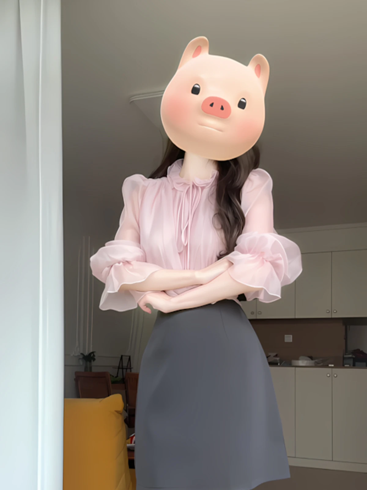 قميص أنيق بياقة مستديرة وأكمام طويلة، بلوزة وردية بحاشية دانتيل للعمل، مريحة للبشرة وقابلة للتنفس، قصة مستقيمة بأكمام منتفخة،...