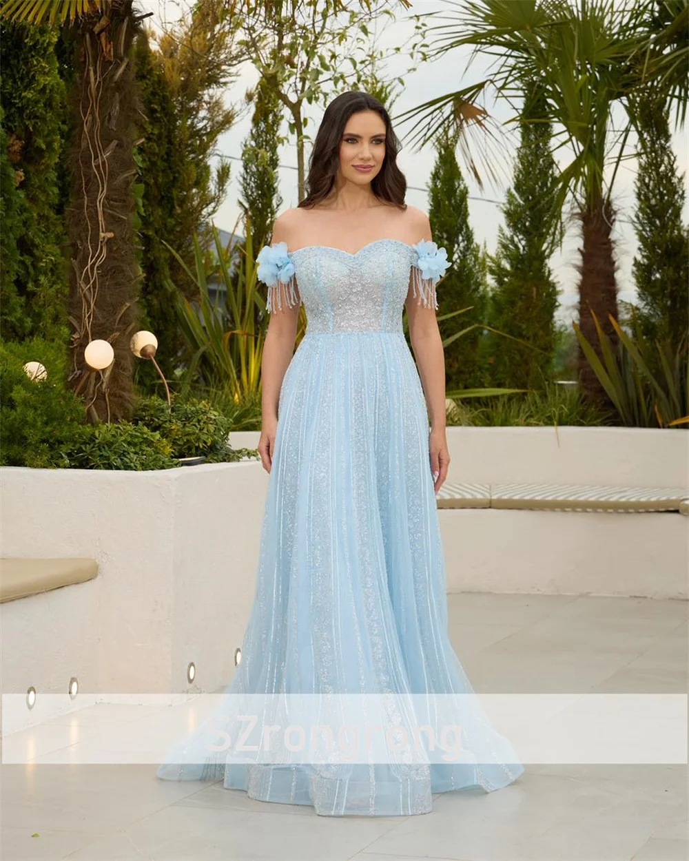 Изысканное вечернее арабское платье из тюля с воротником-сердечком и бисером, длинное вечернее платье трапециевидной формы с открытой спиной и цветочными блестками по индивидуальному заказу