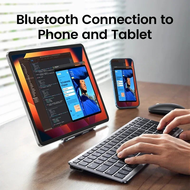 Bezprzewodowa klawiatura Bluetooth 5.0 2.4G angielska 102 klawisze do MacBook iPad Tablet USB C akumulatorowa klawiatura akcesoria PC