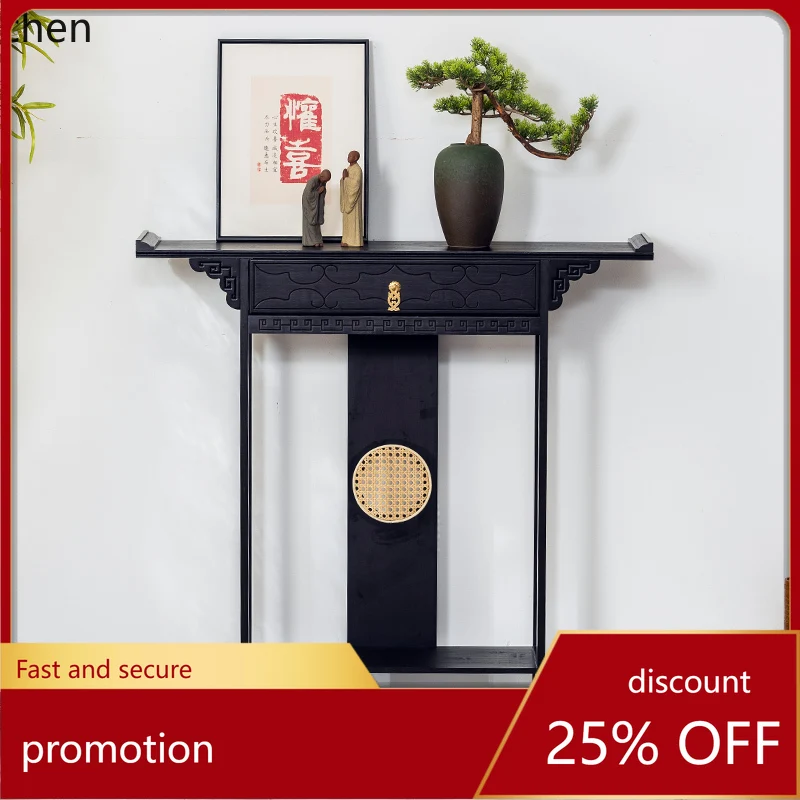 HT new Chinese porch shelf ornaments display stand brown decorative table antique handicraft floor