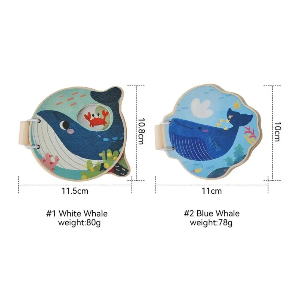 Marine Animals Illustration Montessori Baby Book Home Educational Early Learning Wooden Boo Durable Construction Wooden Material