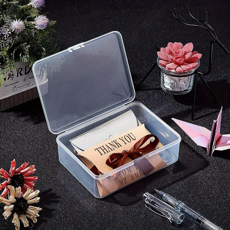 4Pcs Extra Large Clear Waterproof Storage Box Latch Lid Rectangular Plastic Container Home Office For Sticky Notes Paper Clips