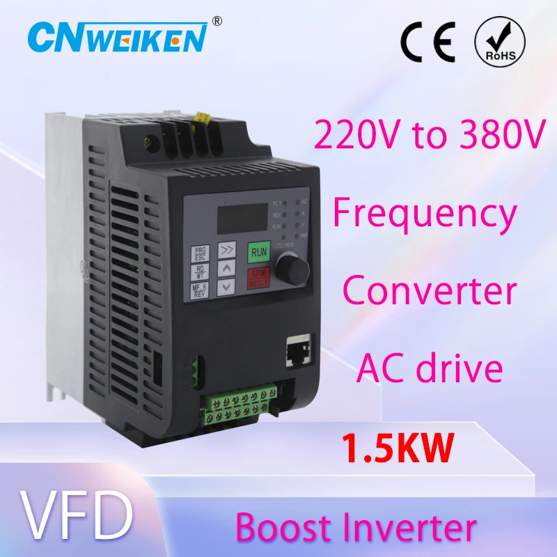 

220V Single-phase inverter input VFD 3 Phase 220V/380V Output 1.5KW/2.2KW/4KW/5.5KW Frequency Converter Adjustable Speed Inverte