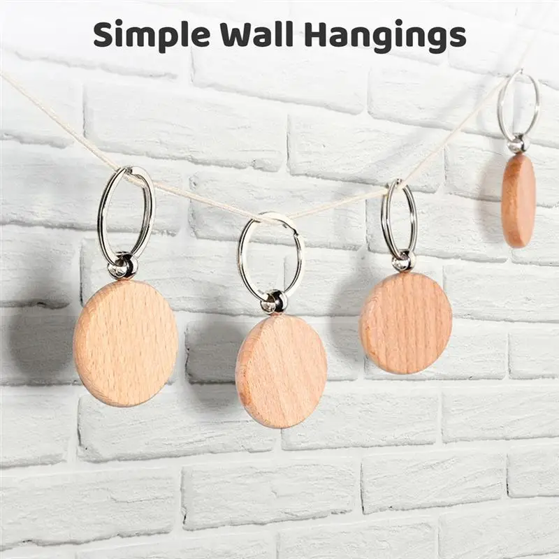 Llaveros de madera en blanco para manualidades personalizadas, etiquetas redondas de madera finamente pulidas, colgantes de Navidad, 100 piezas