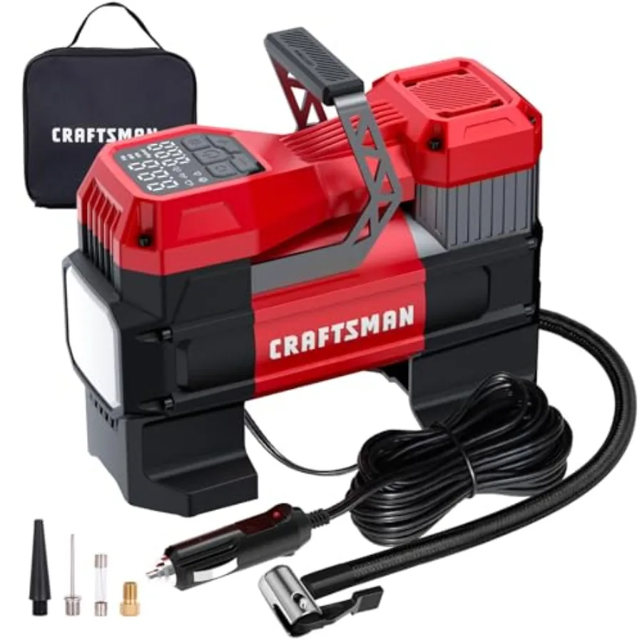 

12V Tire Inflator Portable Air Compressor Up to 150 PSI with Digital Gauge and Auto Shut-Off LED Light 12V DC Car Plug Compact