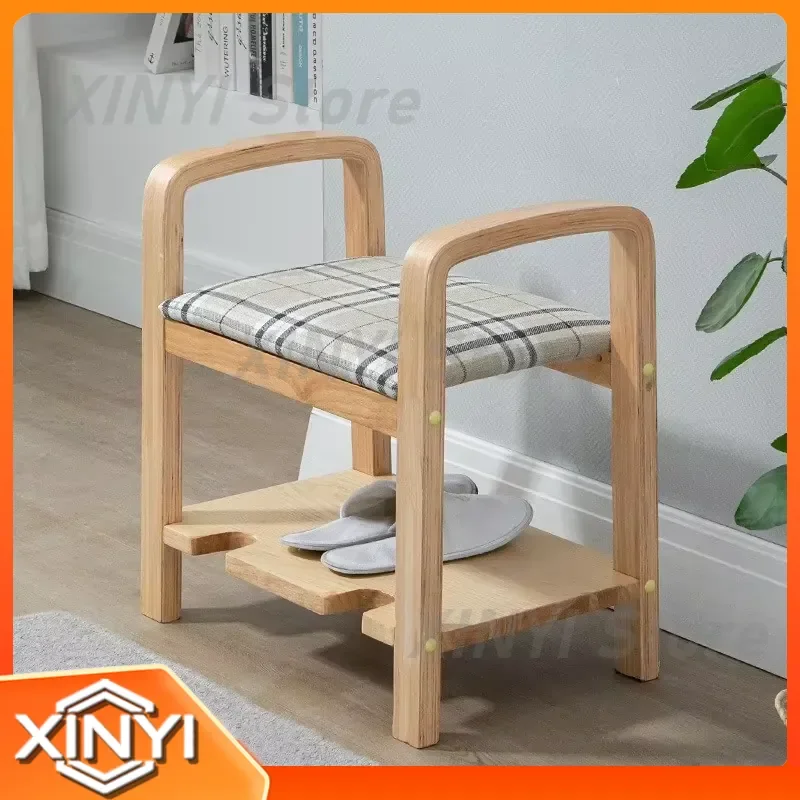 Wooden Creative Shoes Bench for Small Space Storage Rack for Elderly Care Shoe Changing Stool for Home Entryway Hallway