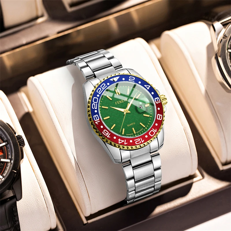 

New Fashionable Casual Versatile Men's Watch, Male Student Korean Style Steel Band Calendar Waterproof Quartz Watch, Suitable for Daily Wear, the Best Gift for Him