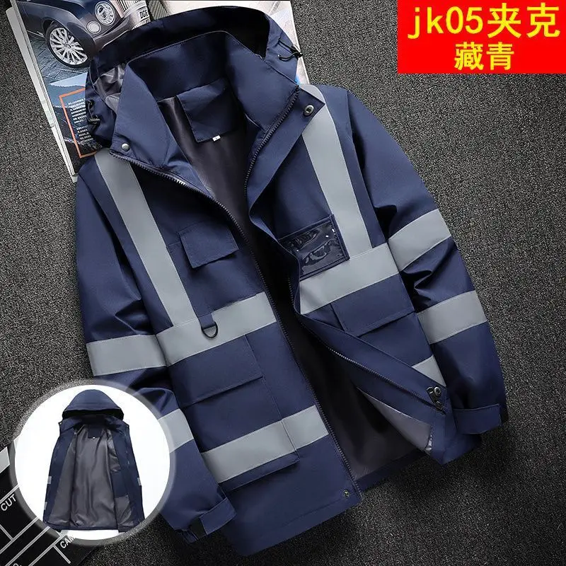 Asian size Men's Lightweight Work Jacket Big Size Windproof Waterproof with Reflective Strip for Construction Clothing  Outdoor