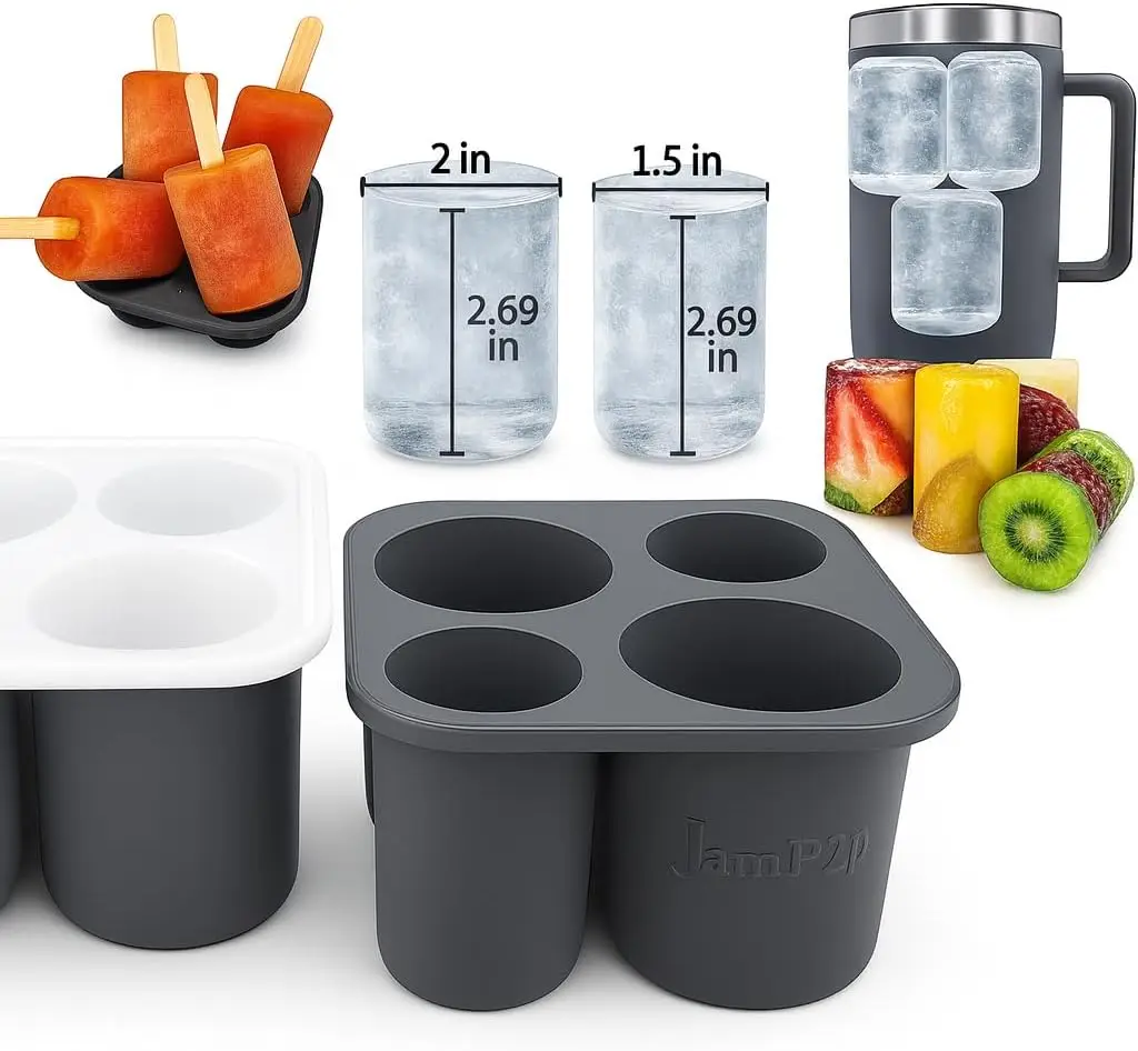 

Ice Cube Tray for Tumblers, Stanley cup accessories, large slow melt solid cylinder Ice cubes for cocktails, travel and sport wa