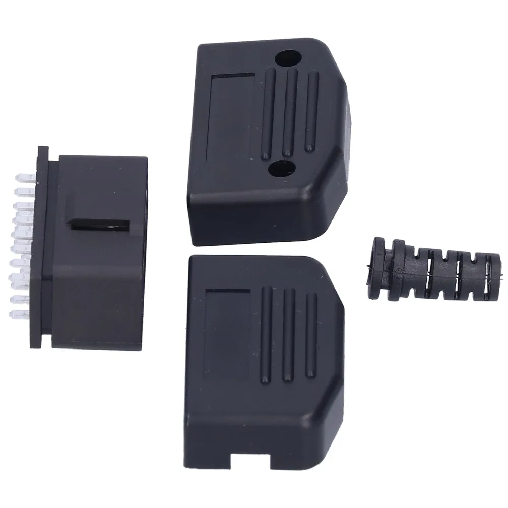 Black OBD2 16 Pin Male Connector ABS Right Angle Side Out Car Diagnostic Male Plug Universal OBD Male Plug