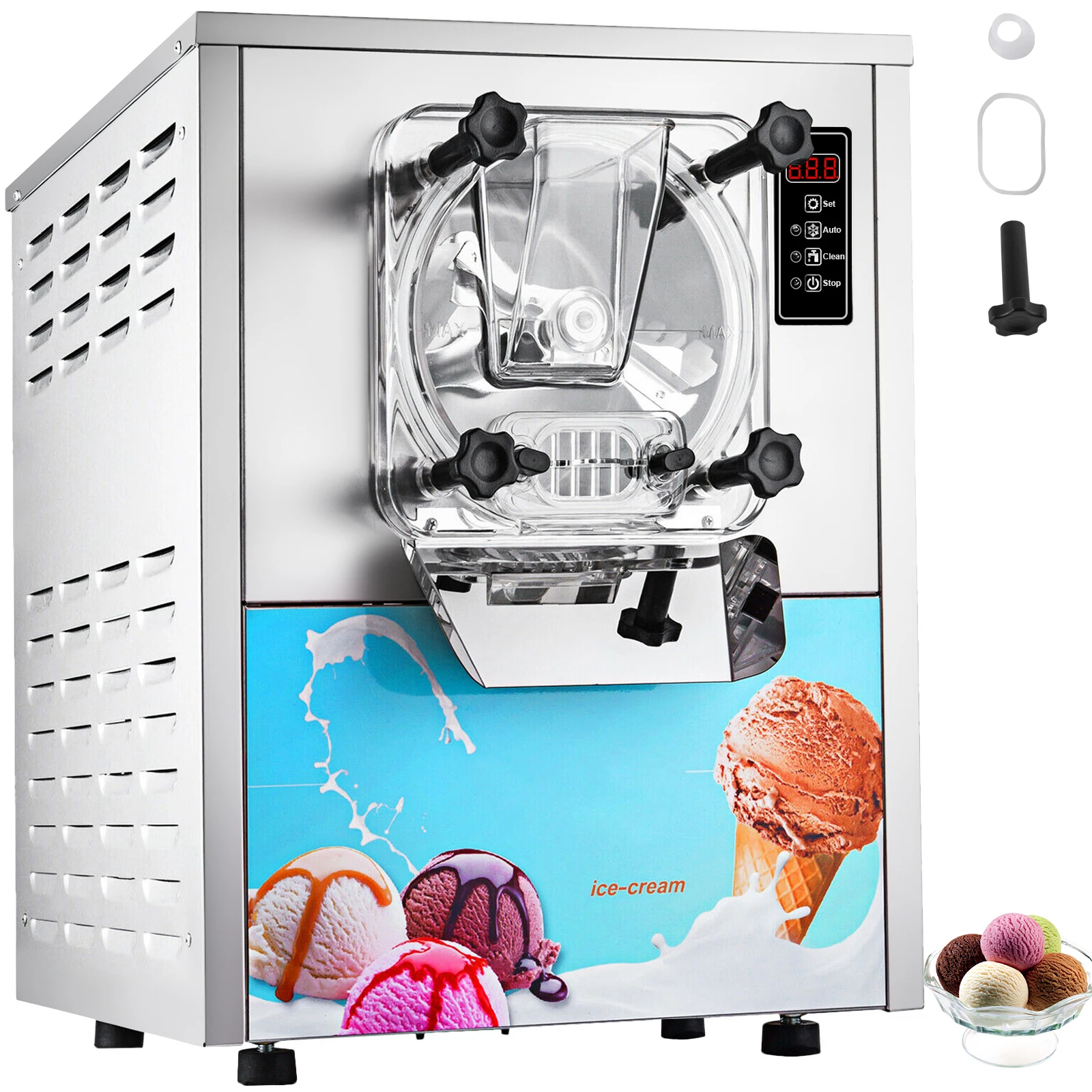 VEVOR Kommerzielle Hartschalen-Eismaschine – 1400 W, LED-Anzeige, automatischer Abschalttimer,