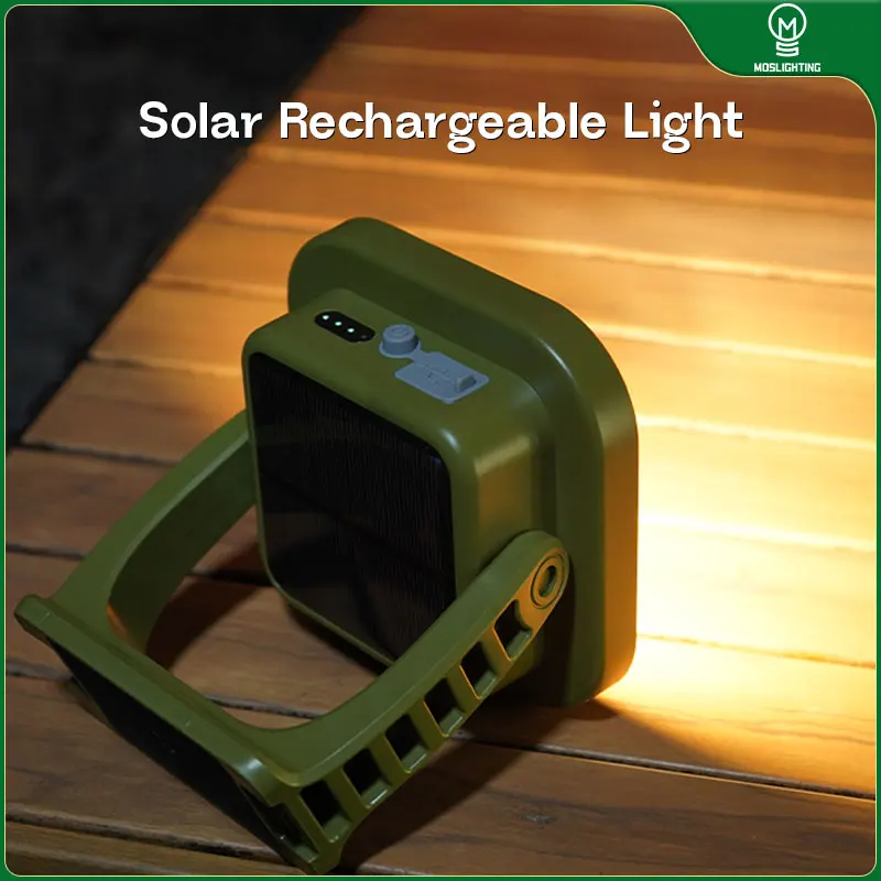 

MOSLIGHTING Solar Camping Lantern 1300LM 50W Power IP65 Waterproof Outdoor Rechargeable Portable Flashlight Spotlight Floodlight