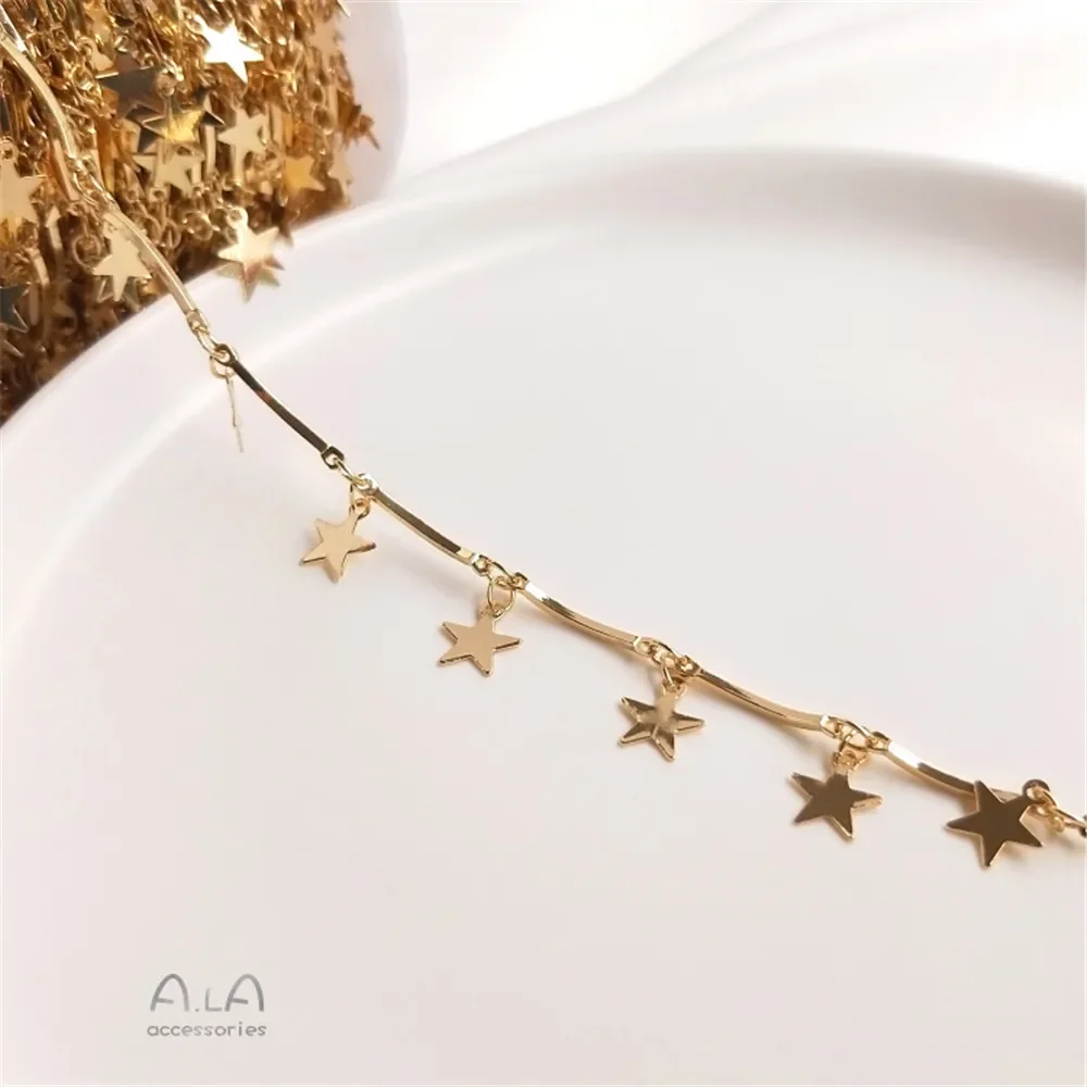 14K Gold Plated Five-pointed star chain Hanging star chain handmade DIY bracelet accessories homemade necklace materials