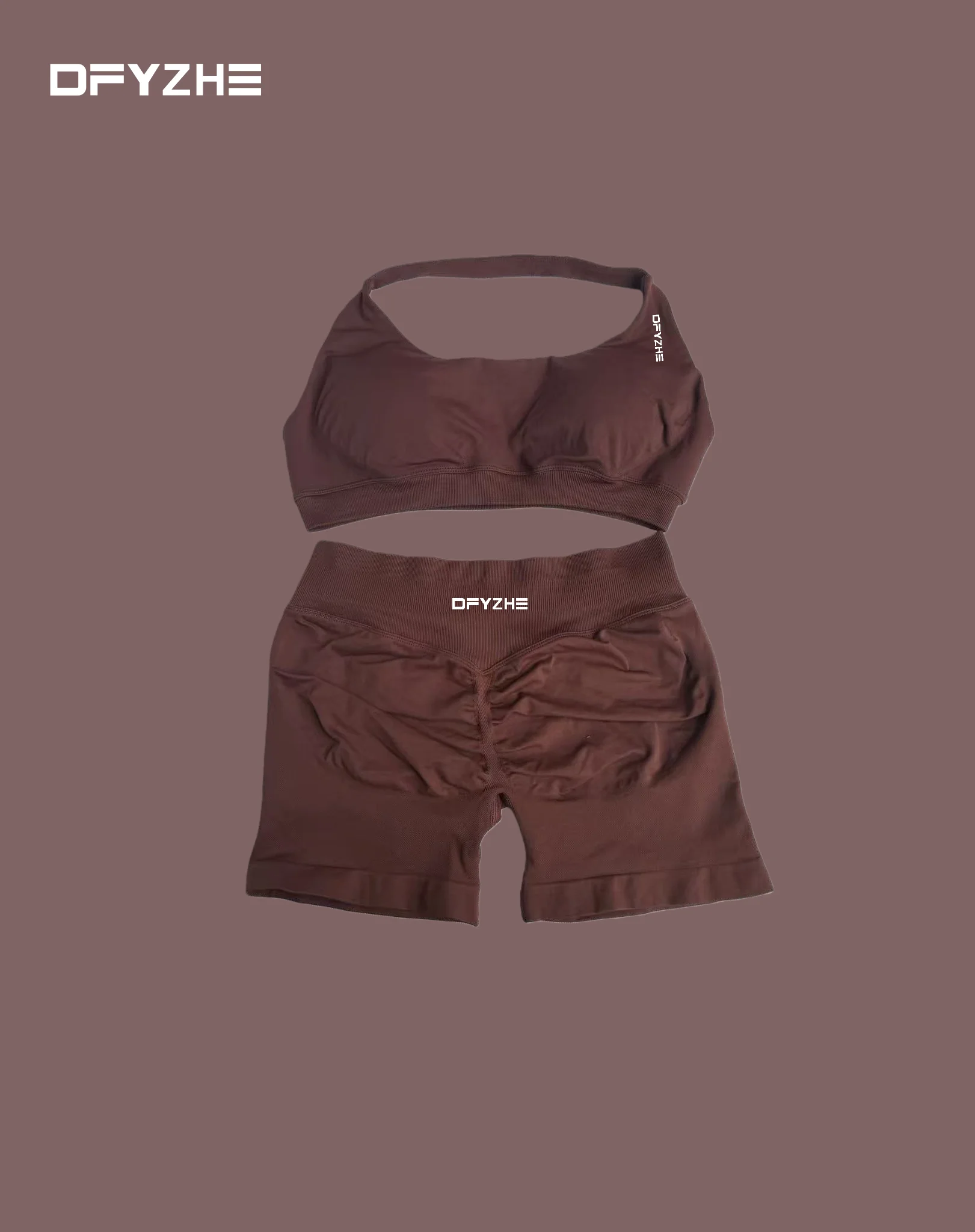 DFYZHE tweedelige set zonder oefeningen voor dames, fitnessbeha, naadloze yogashorts, oefen- en fitnesskledingset, gymleggingset - afbeelding 1
