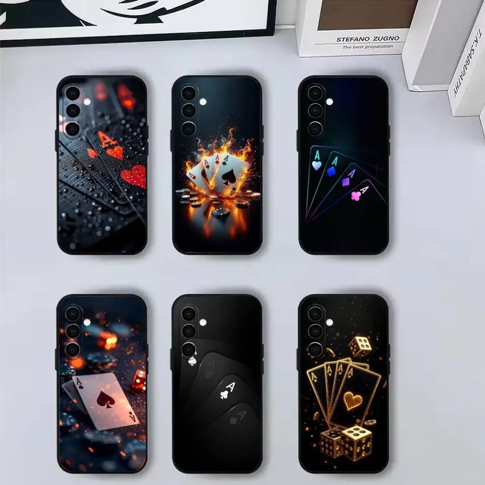 Dark Poker Phone Case For Samsung Galaxy A73,A72,A71,A70,A53,A52,A51,Soft Silicone Black Cover