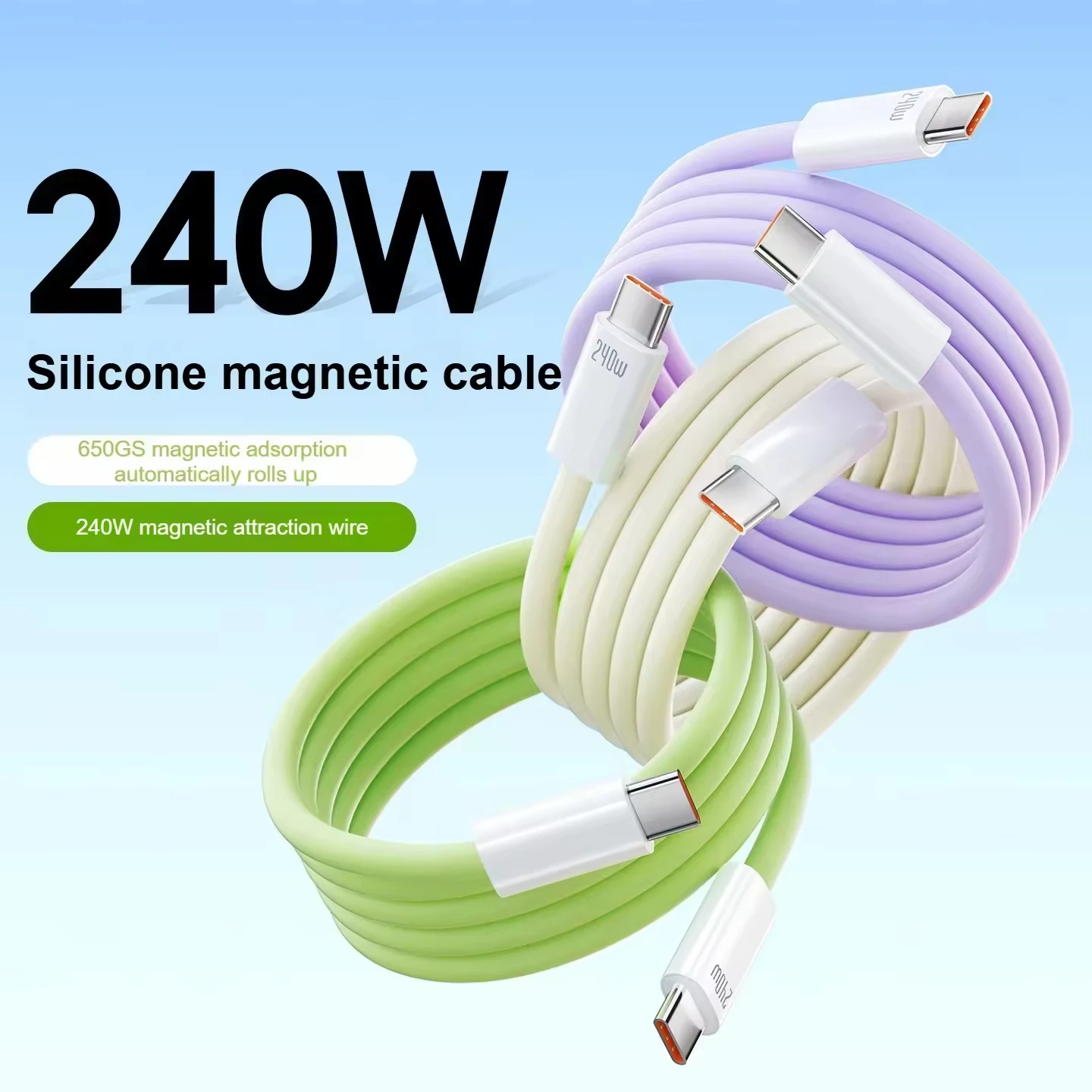 

240W Silicone Magnetic High-Speed USB C To Type C Charging Cable For iphone 15 16 17 Pro Max Xiaomi Samsung Tablets and Laptops