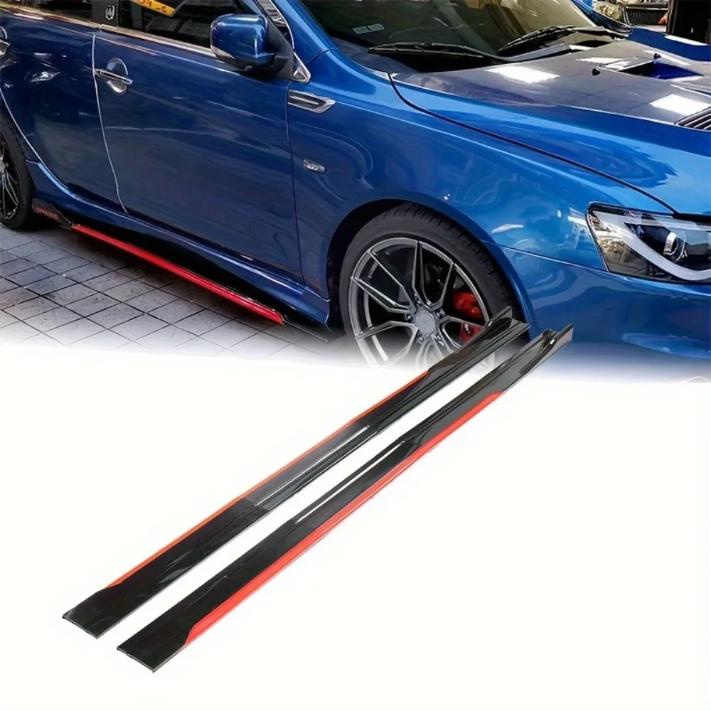 4 Pieces of Car 2.4M Bumper Side Skirt Two-piece Splicing Extension Piece Car Side Skirt Wing Cleft Lip