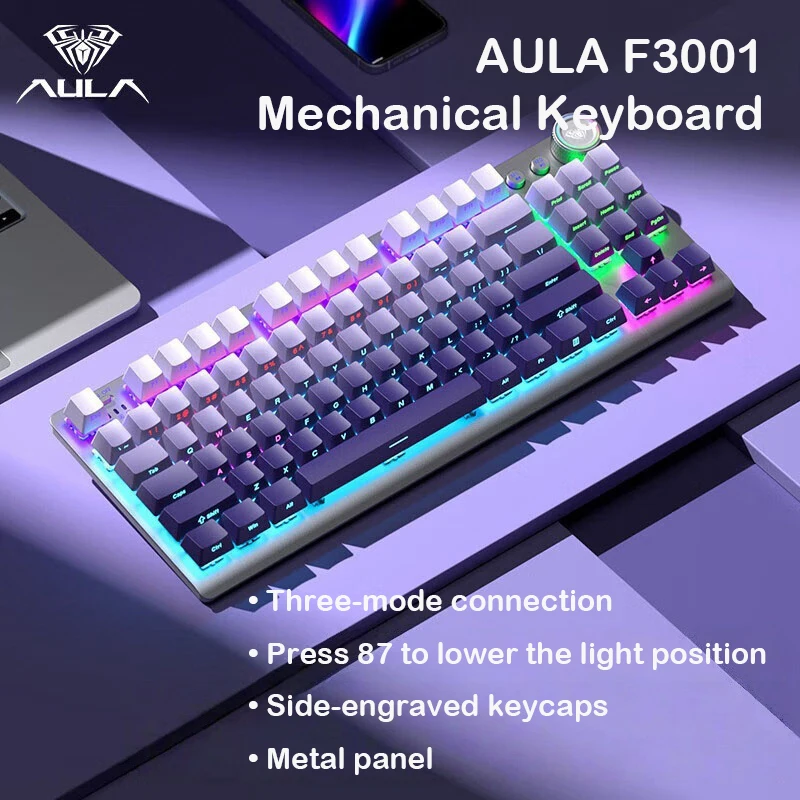 

AULA F3001 Беспроводная Bluetooth-проводная трехрежимная механическая клавиатура с подсветкой