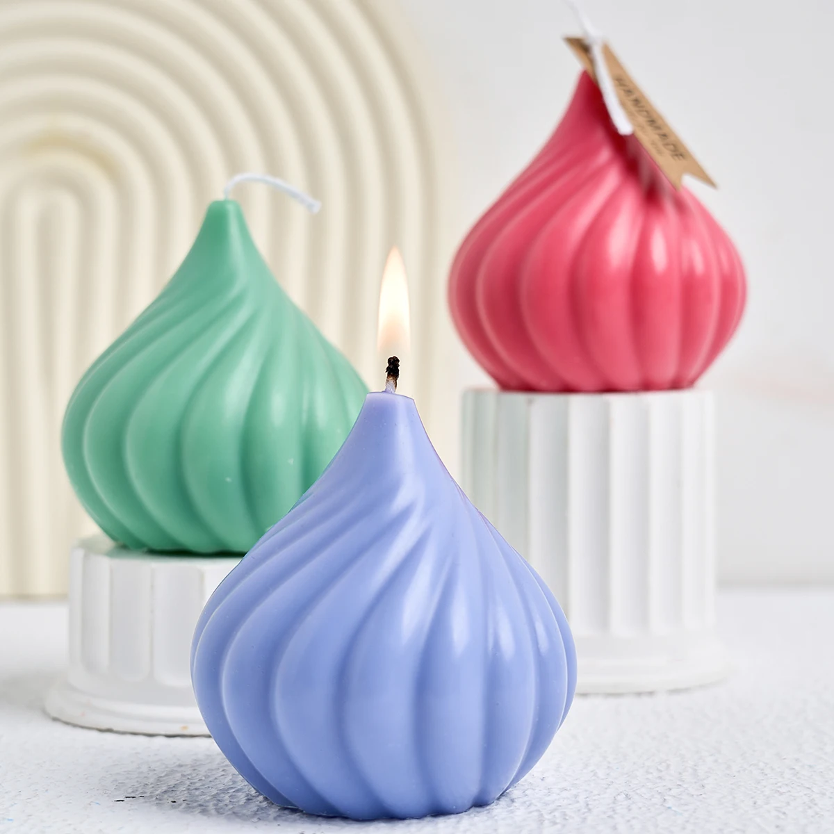 DIY Garlic Candle Ornaments Silicone Mold 3D Whirlwind Onion Head Scented Candle Soap Resin Mould Festival Plaster Craft Gift