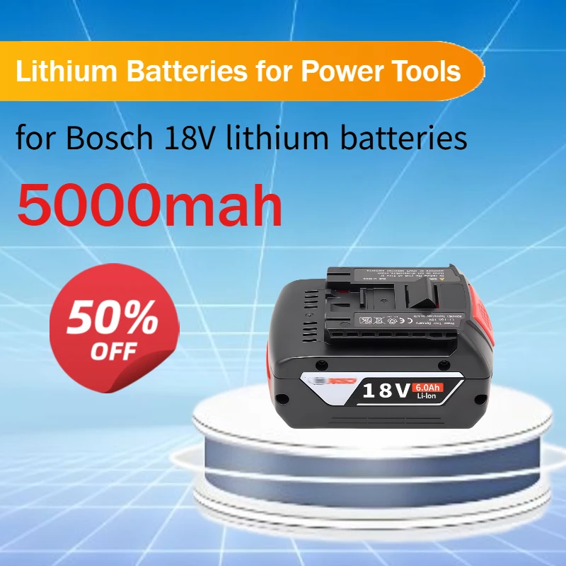 18V 5000mAh Lithium Battery for BOSCH 18V Power Tools Such As Angle Grinders and Rotary Hammers Replacement Battery