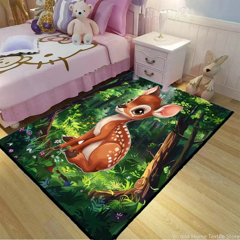 Disney Bambi Fawn Pattern Rug Carpet for Living Room Children Bedroom Baby Play Sofa Doormat Home Decor Anti Slip Floor Mat Gift