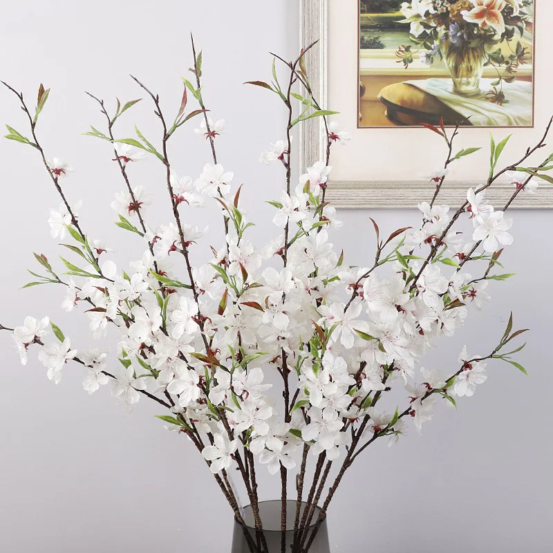 3Branches Silk Cherry Blossom Branch Artificial Flower Living Room Floral Art Wedding Home Decoration Sakura Bouquet Fake Flower