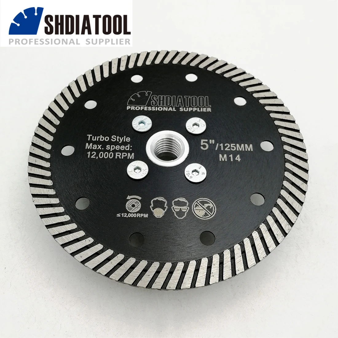 SHDIATOOL 1pc 125mm Diamond Turbo Saw Blade M14 Flange Cutting Disc Granite Marble Hot Pressed 5inch Diamond Cut Plate Masonry