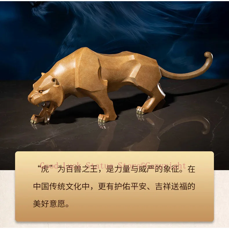 66cm large Europe America 2026 NEW Original lucky flash Jaguar tiger bronze Sculpture home office business animal TOP Ornament view 6