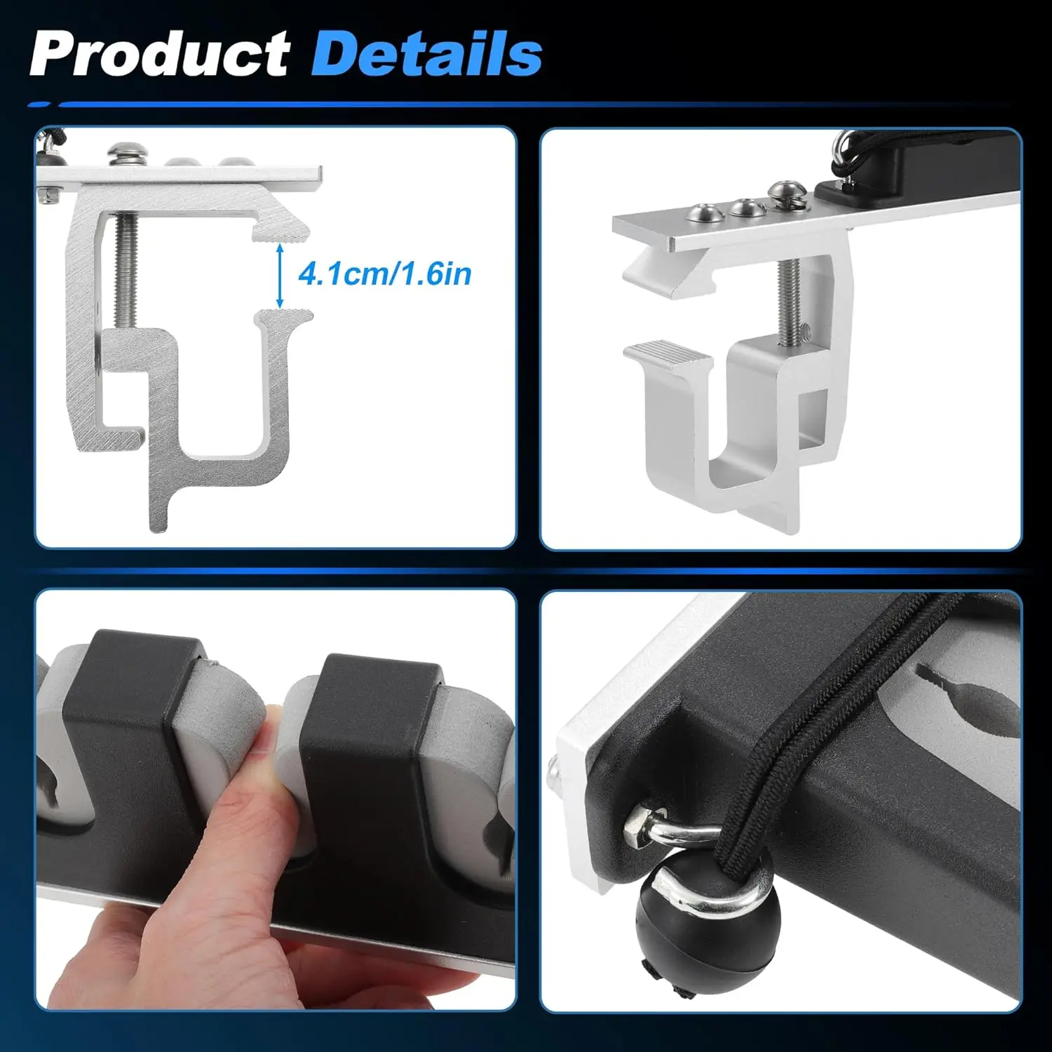 Fishing Rod Holder for Truck Bed,Hold 6 Fishing Rods,Adjustable Fishing Rod Holder Fits Most Fishing Rods,2 Mounting Options