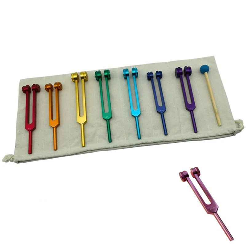 

Eight Colored Chakra Tuning Forks Set for Healing, Sound Healing, Maintaining Perfect Harmony of Body, Mind and Spirit