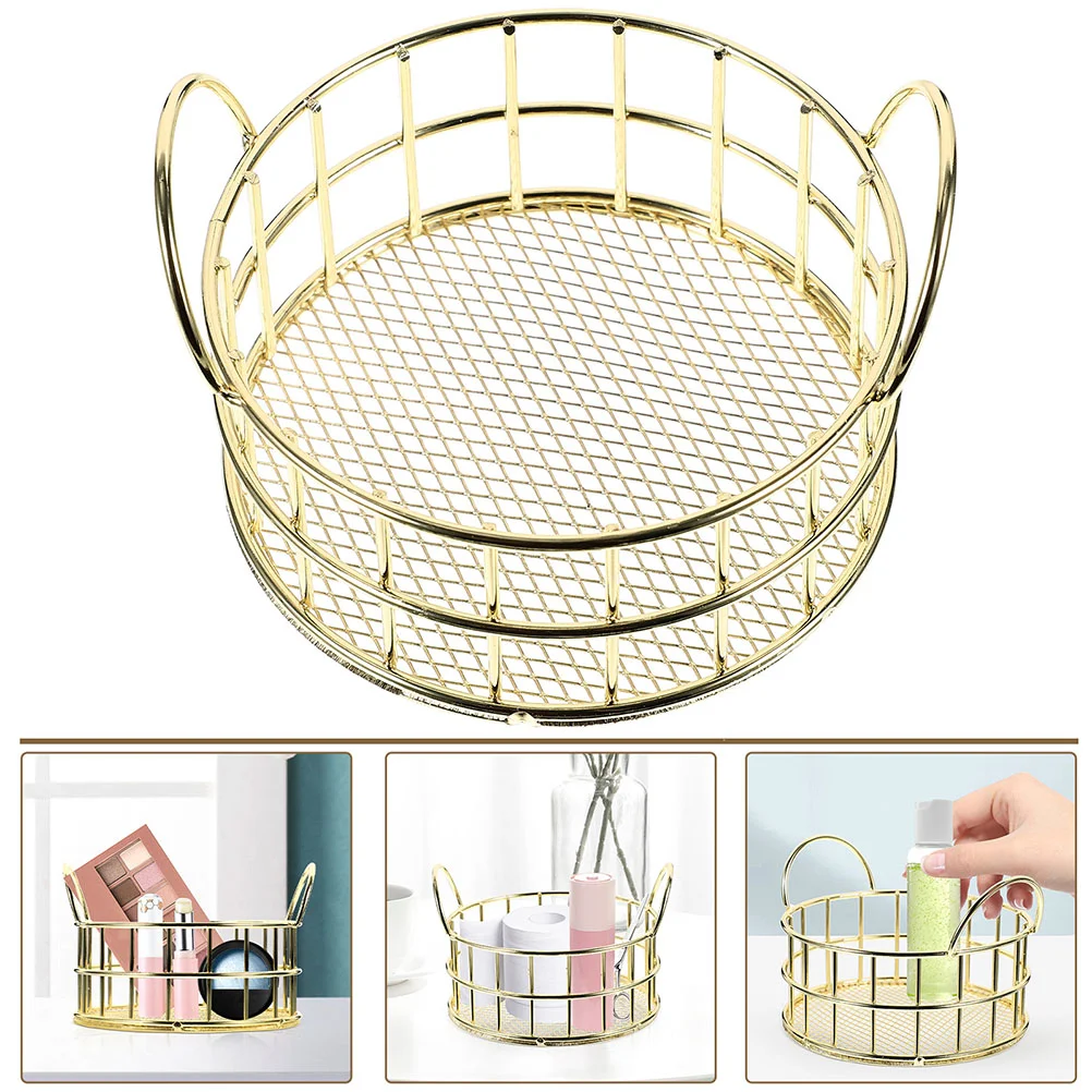 2 Pcs Desk Storage Box Metal Basket for Sundries Iron Fruit Snacks Container Desktop Organizing