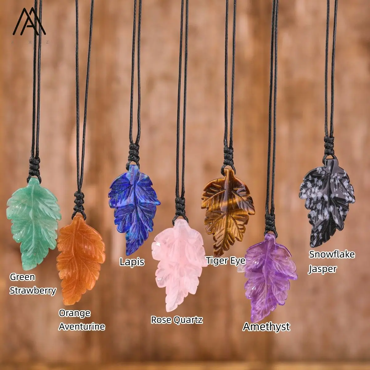 Leaf Shape Gems Stone Pendant Necklace For Women Quartz Crystal Leather Necklace Luxury Birthday Wedding Handmade Jewelry Gifts