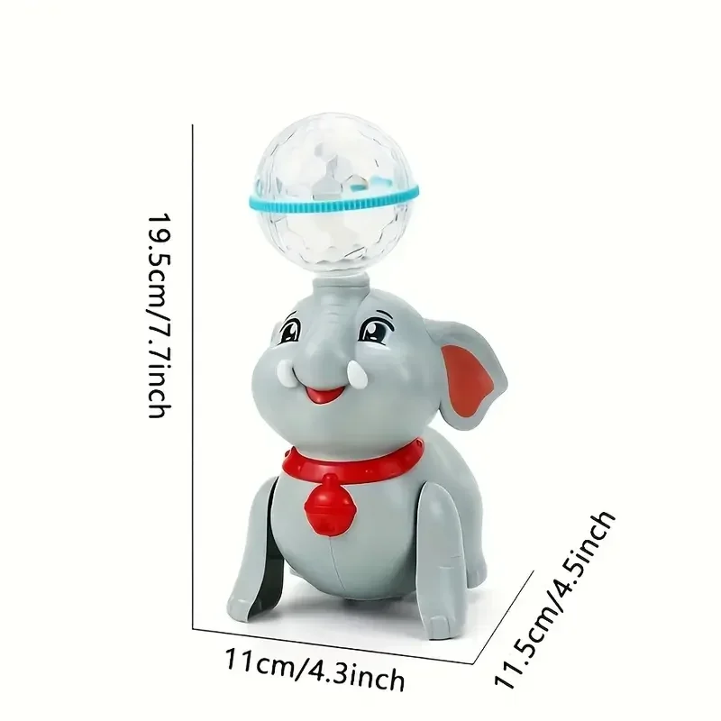 Lumières musique marche Action rotative comprend des jouets d'éléphant boule bonus pour les tout-petits éléphant interactif musical