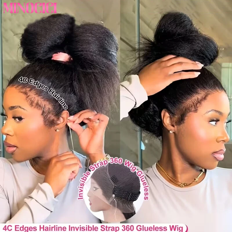 

Кудрявый прямой парик 360 HD на шнуровке, парик из натуральных волос, плотность 200%, прямые парики из натуральных волос с шнурком для женщин